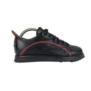 R.B.S. Womens Black Red Leather Lace Up Low Top Sneakers Shoes Size US 6‎